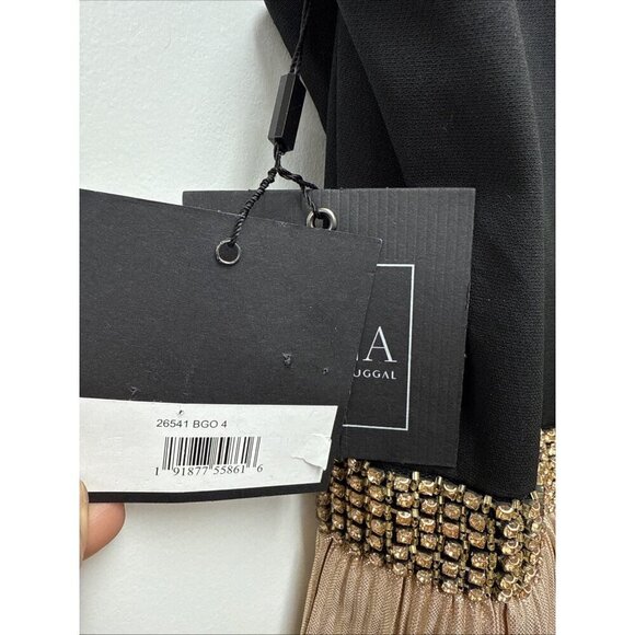 Mac Duggal Sz 4 26541 One Shoulder Gold Black Layered Ruffle Tiered Dress Gown - Picture 12 of 12